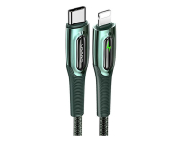Kabel Lightning USAMS Kabel pleciony C/Lightning Smart Power-off 20W 1,2m zielony